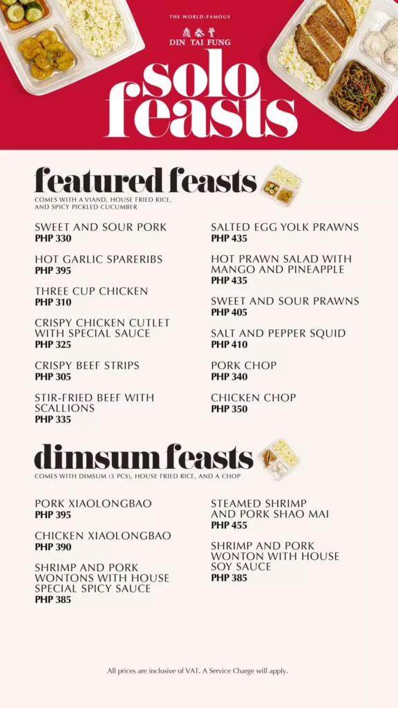 DTF Featured Feasts Menu