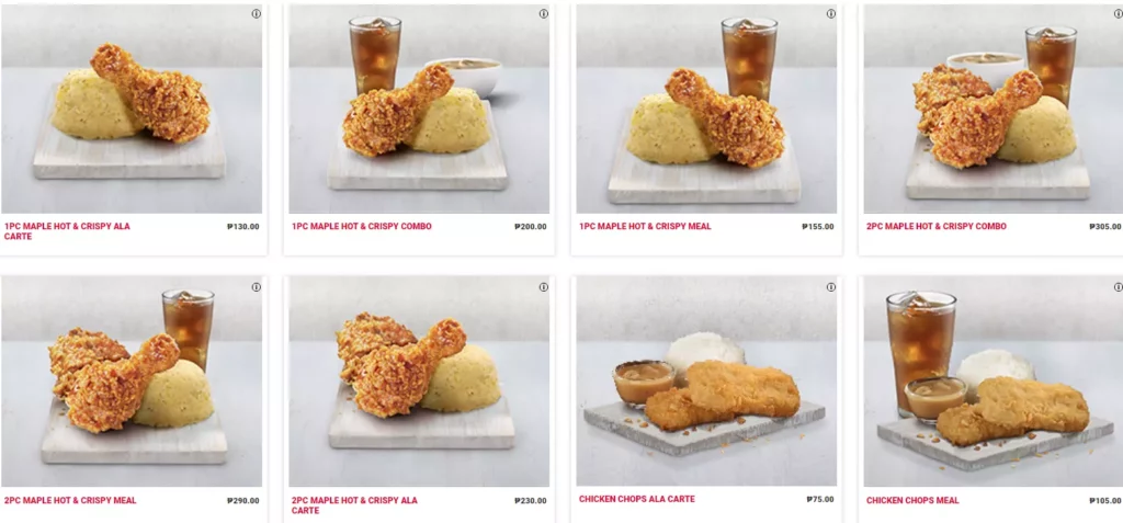 KFC Menu Signature Meals Prices
