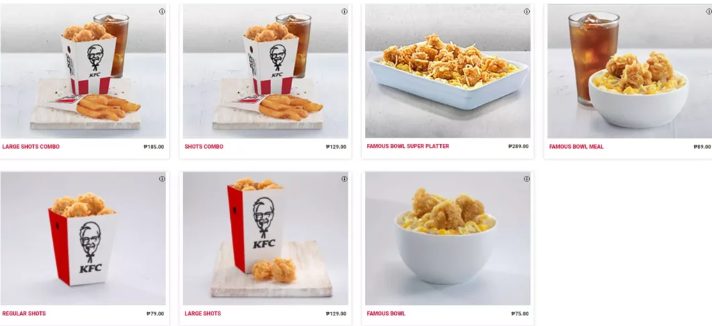KFC Philippines Snacks Prices