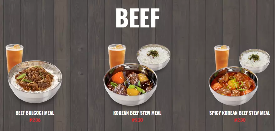 Bonchon Beef Deals Menu
