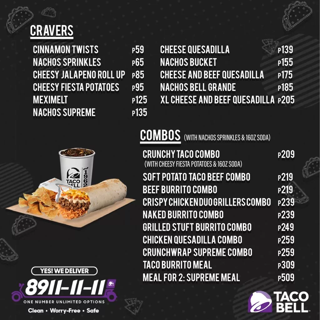 Taco Bell Philippines Menu cravers & Combos