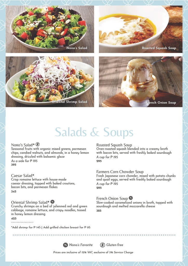 Nono's Menu Salad & Soups