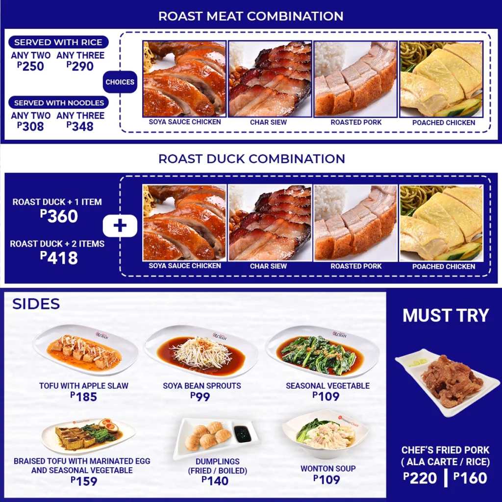 Hawker Chan Roast Meat Combination Menu