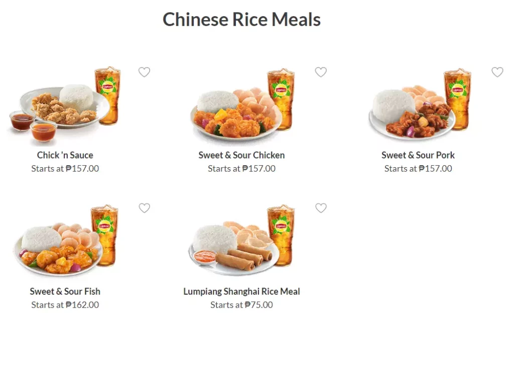 Chowking Chinese Rice Meals