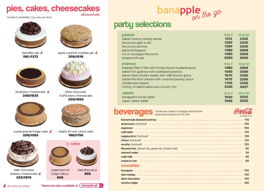 banapple dessert menu