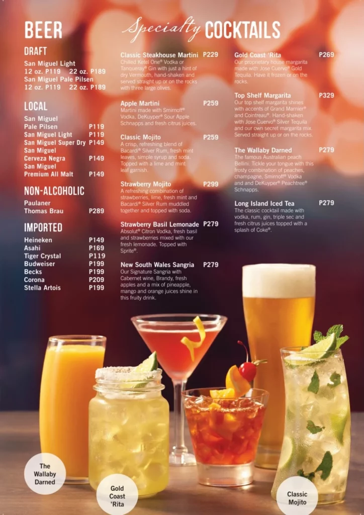 Outback Steakhouse Specialty Cocktails