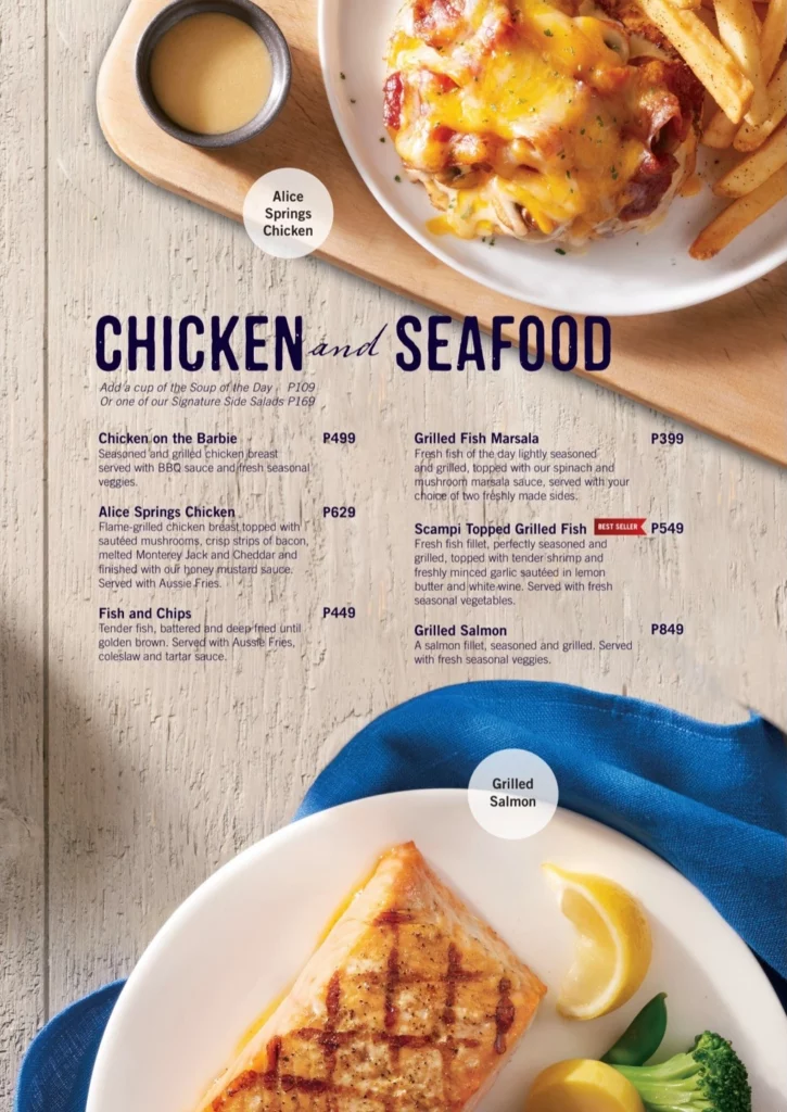 Outback Steakhouse Chicken & Seafood Menu