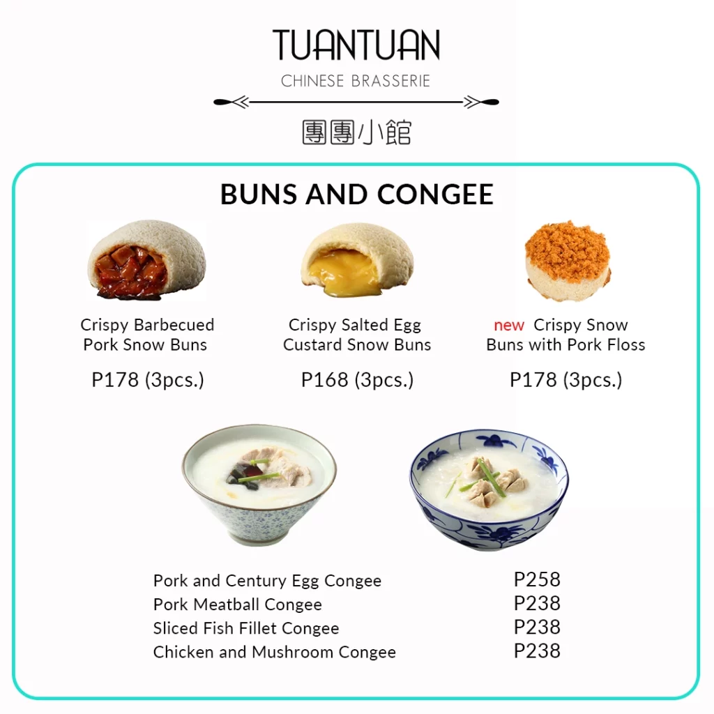 tuan Tuan buns & Congee menu
