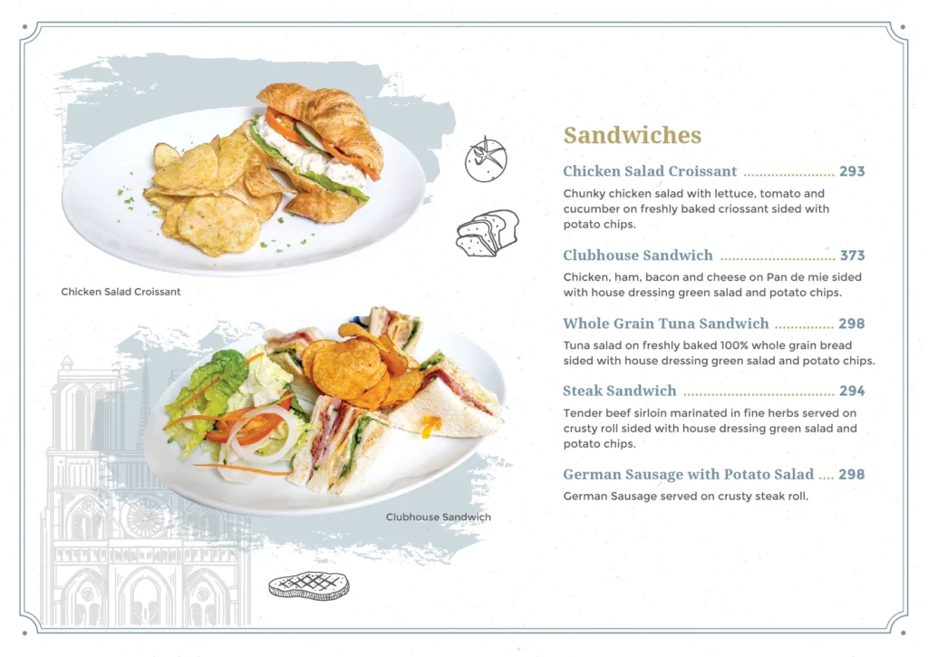 French bakers Menu Sandwiches