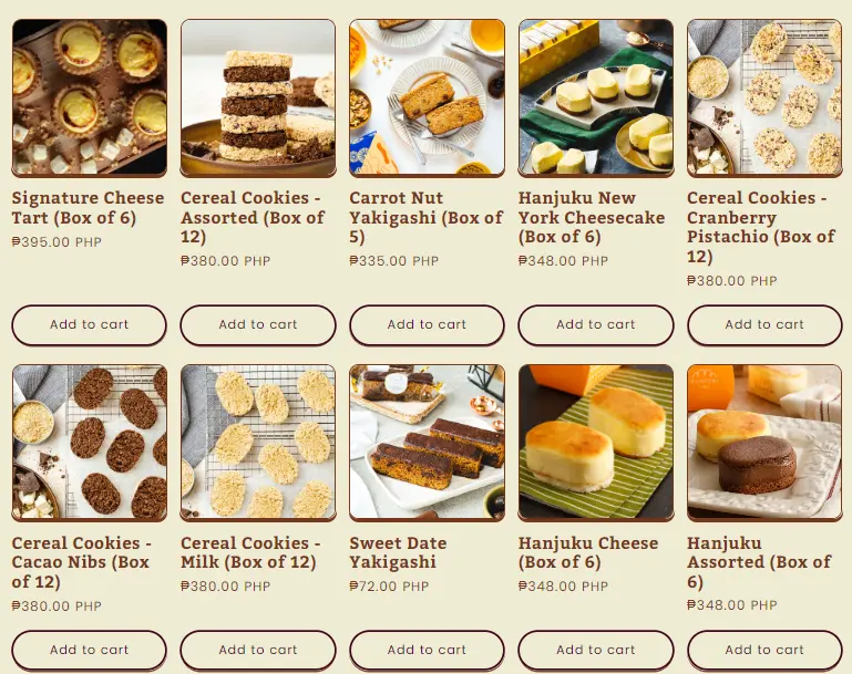 kumori cakes menu