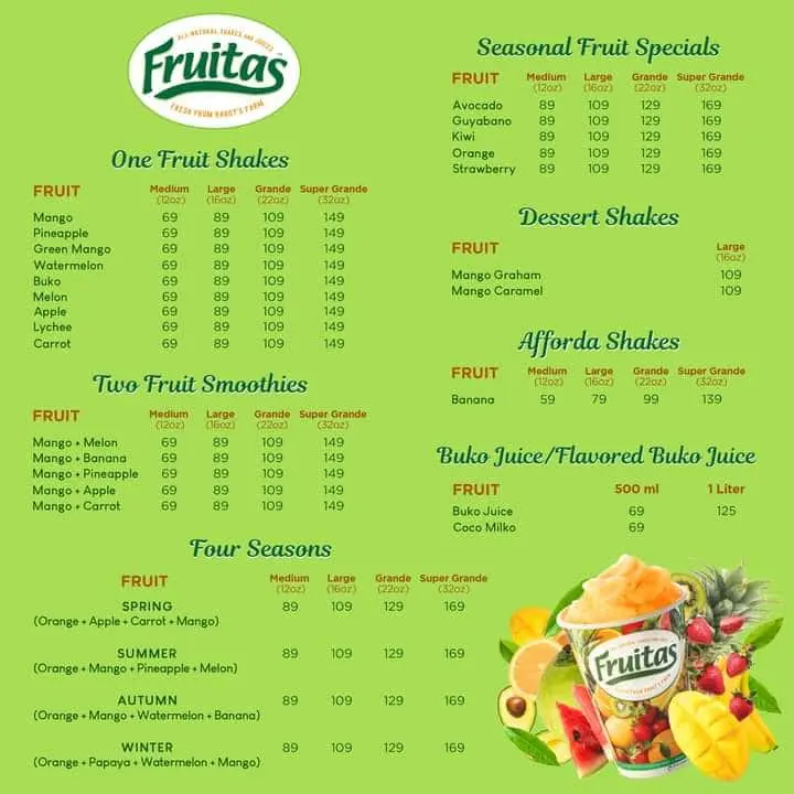 fruitas menu