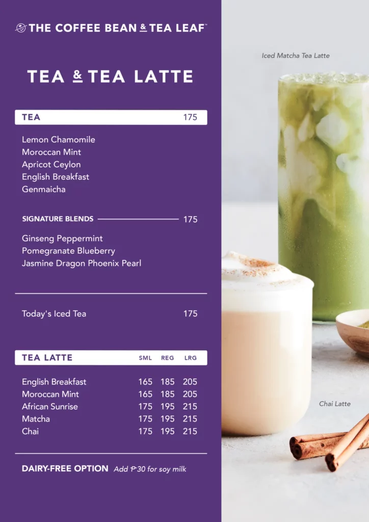 tea & Latte prices
