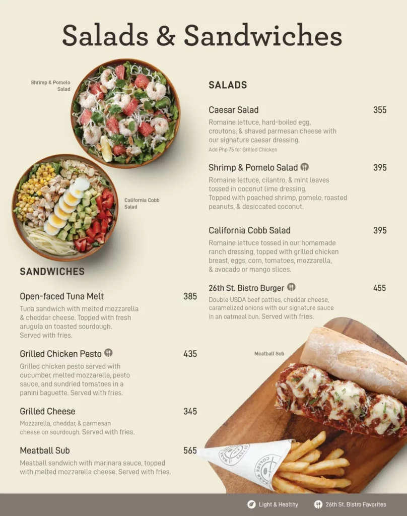 salad and sandwiches menu